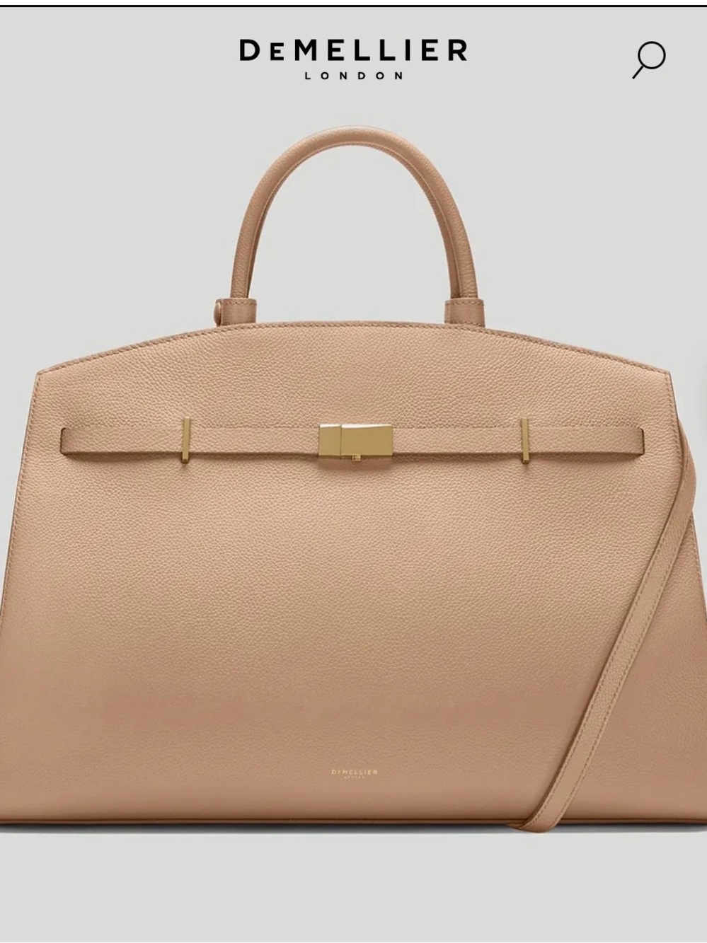 DeMellier Hudson Bag in Dark Sand Leather with Gold Hardware